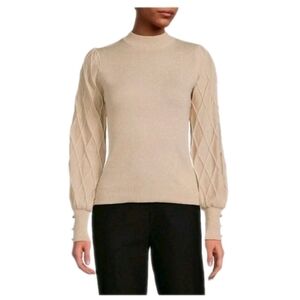 Nanette Lepore Champagne Metallic Mockneck Sweater NWT $78